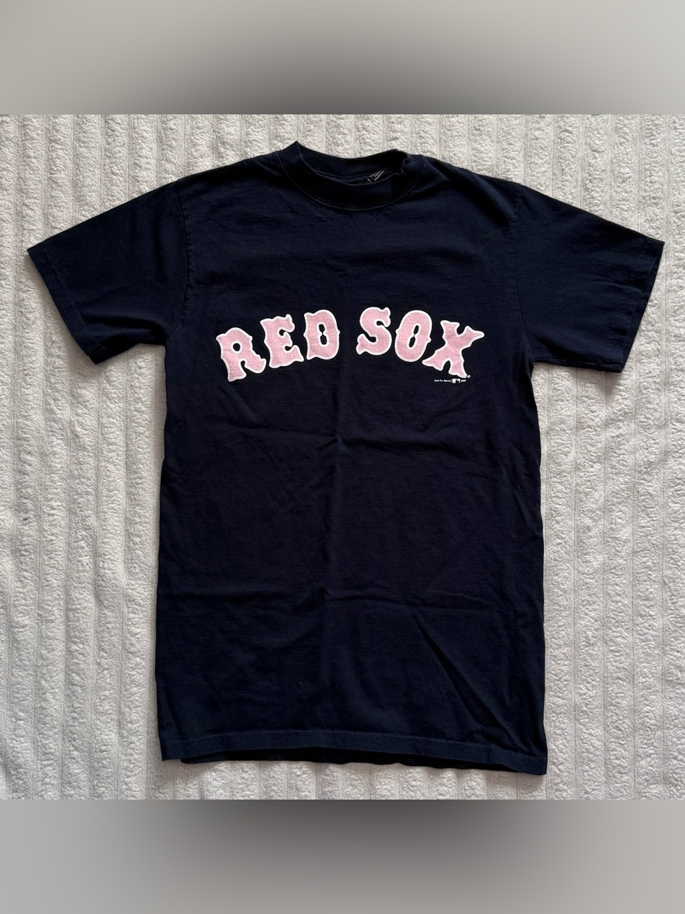 Unisex Red Sox MLB Graphic T-Shirt Navy Pink Logo S